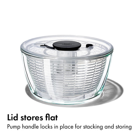 OXO Good Grips Glass Salad Spinner almacenamiento compacto con tapa