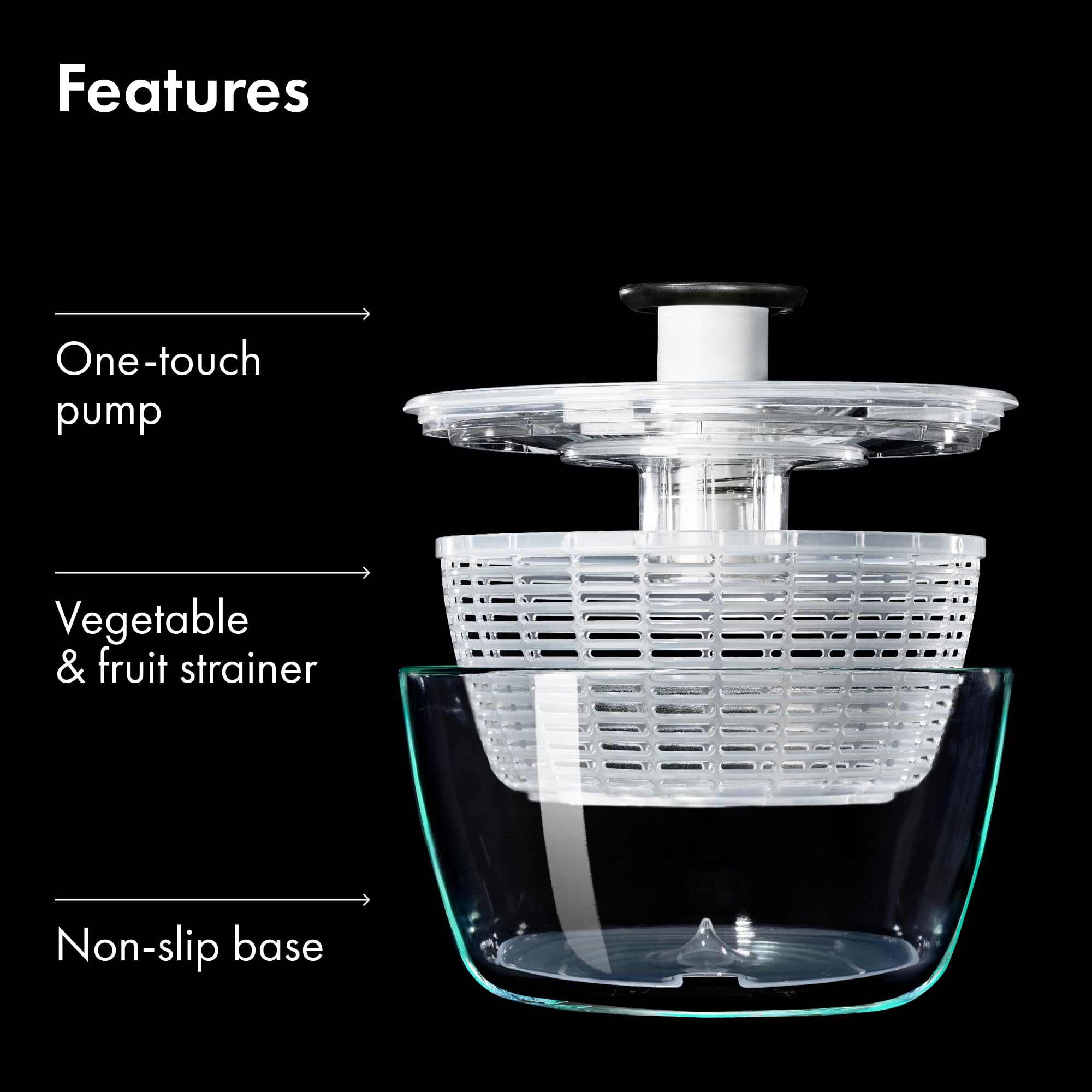 OXO Good Grips Glass Salad Spinner escurridor integrado para enjuagar
