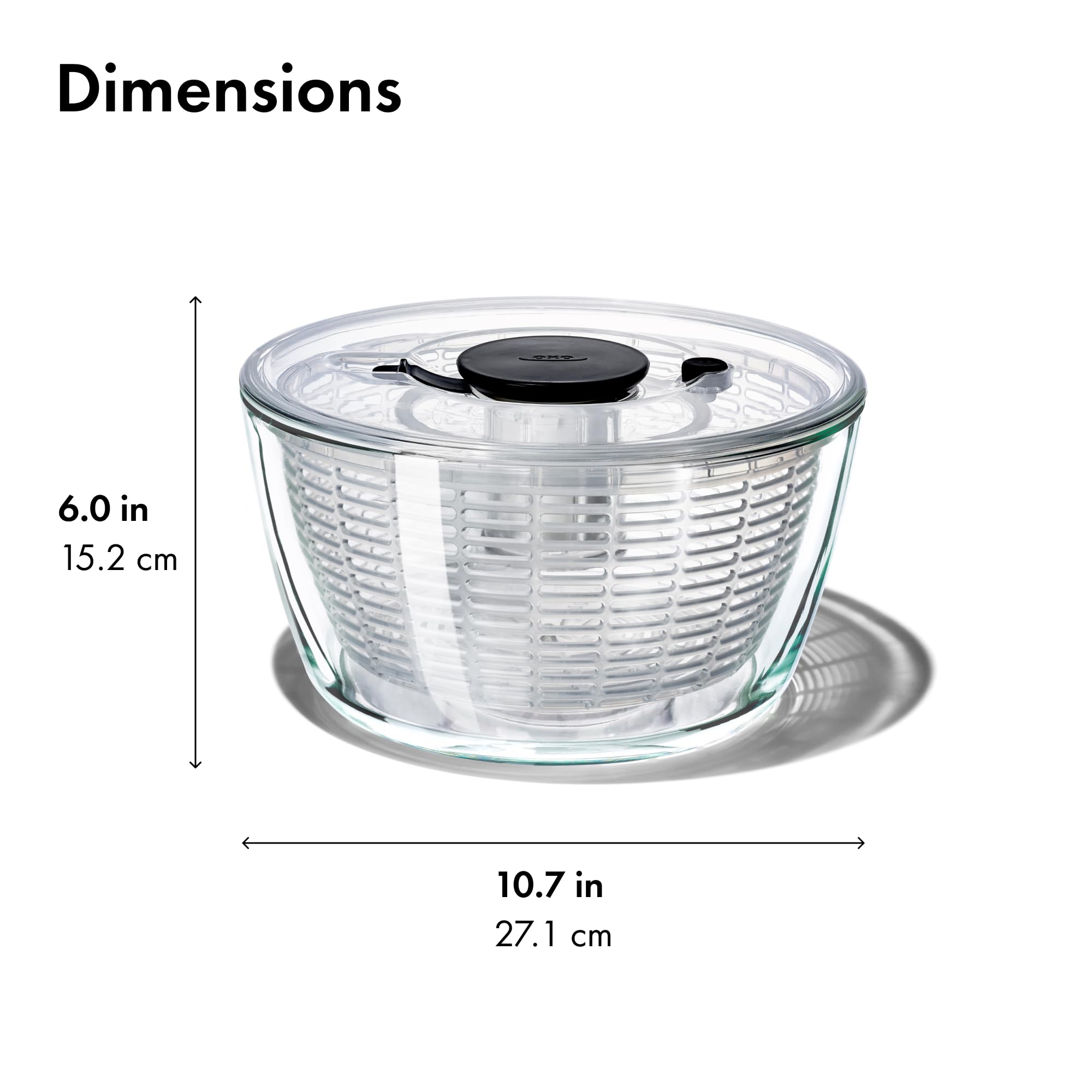 OXO Good Grips Glass Salad Spinner apta para lavavajillas en rejilla superior