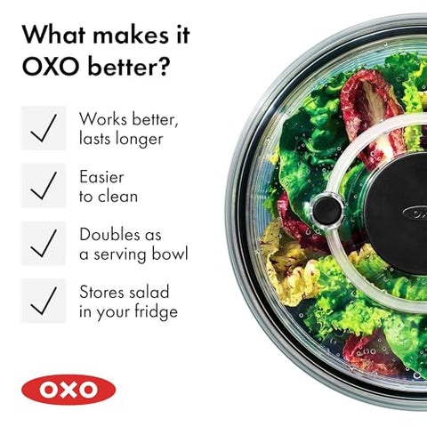 OXO Good Grips Glass Salad Spinner ideal para servir ensaladas con estilo