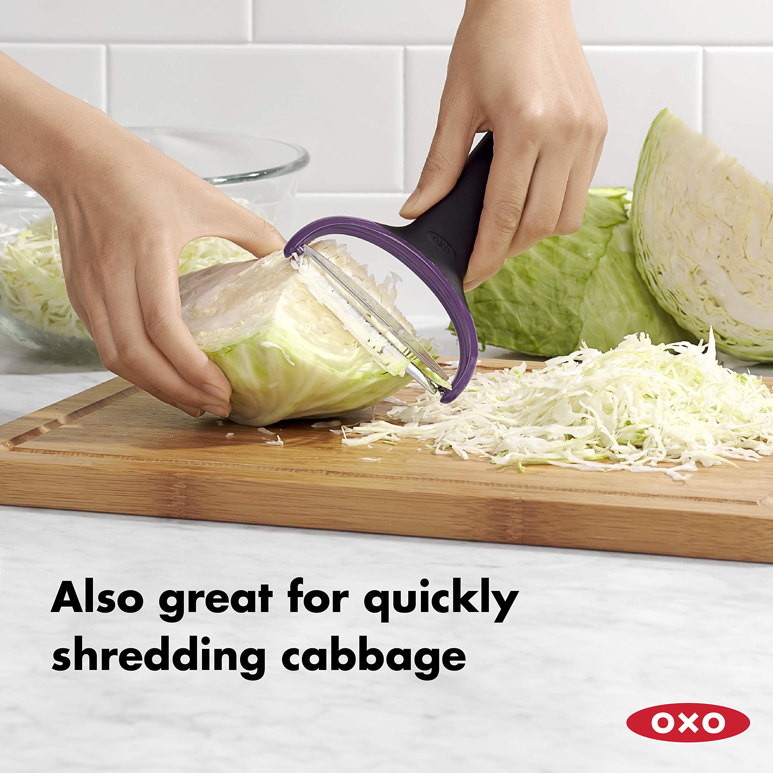 Oxo Good Grips Pelador Grande, hoja de acero inoxidable, evita óxido al lavar.