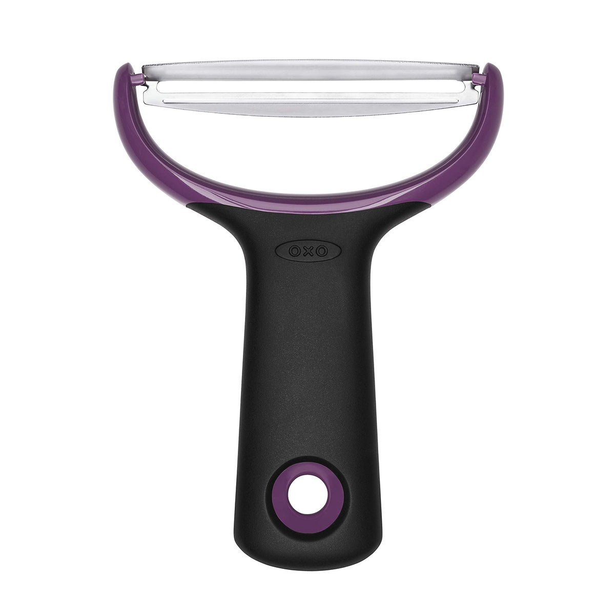 Oxo Good Grips Pelador Grande, vista frontal, facilita pelar vegetales grandes con agarre cómodo.