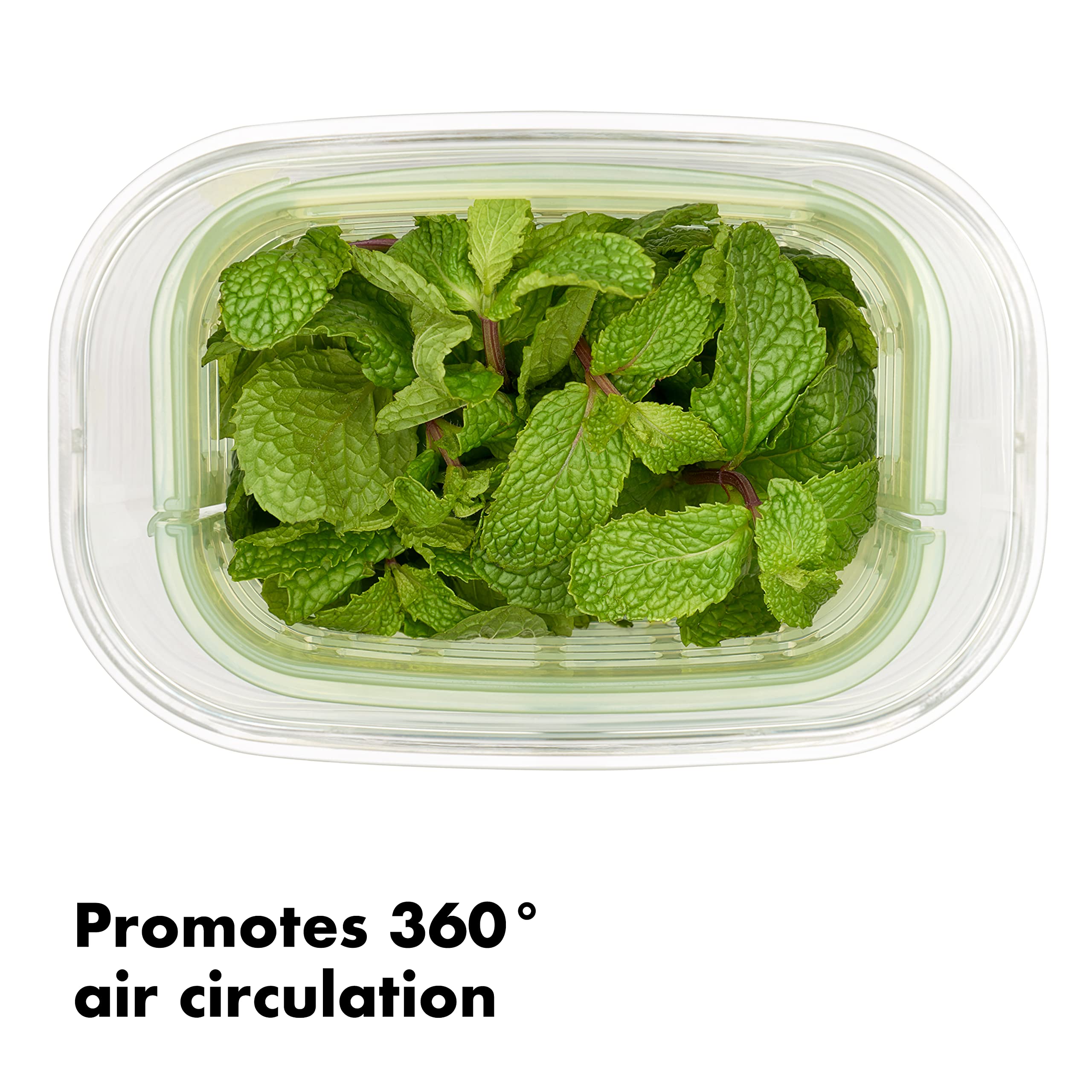 OXO Greensaver tapa-hingada facilita acceso a hojas delicadas