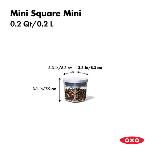 Diseño apilable de OXO Good Grips Mini POP, ahorro de espacio.
