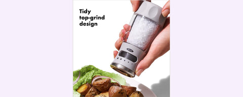 OXO Good Grips molinillo de sal con cuerpo acrilico transparente para ver el nivel