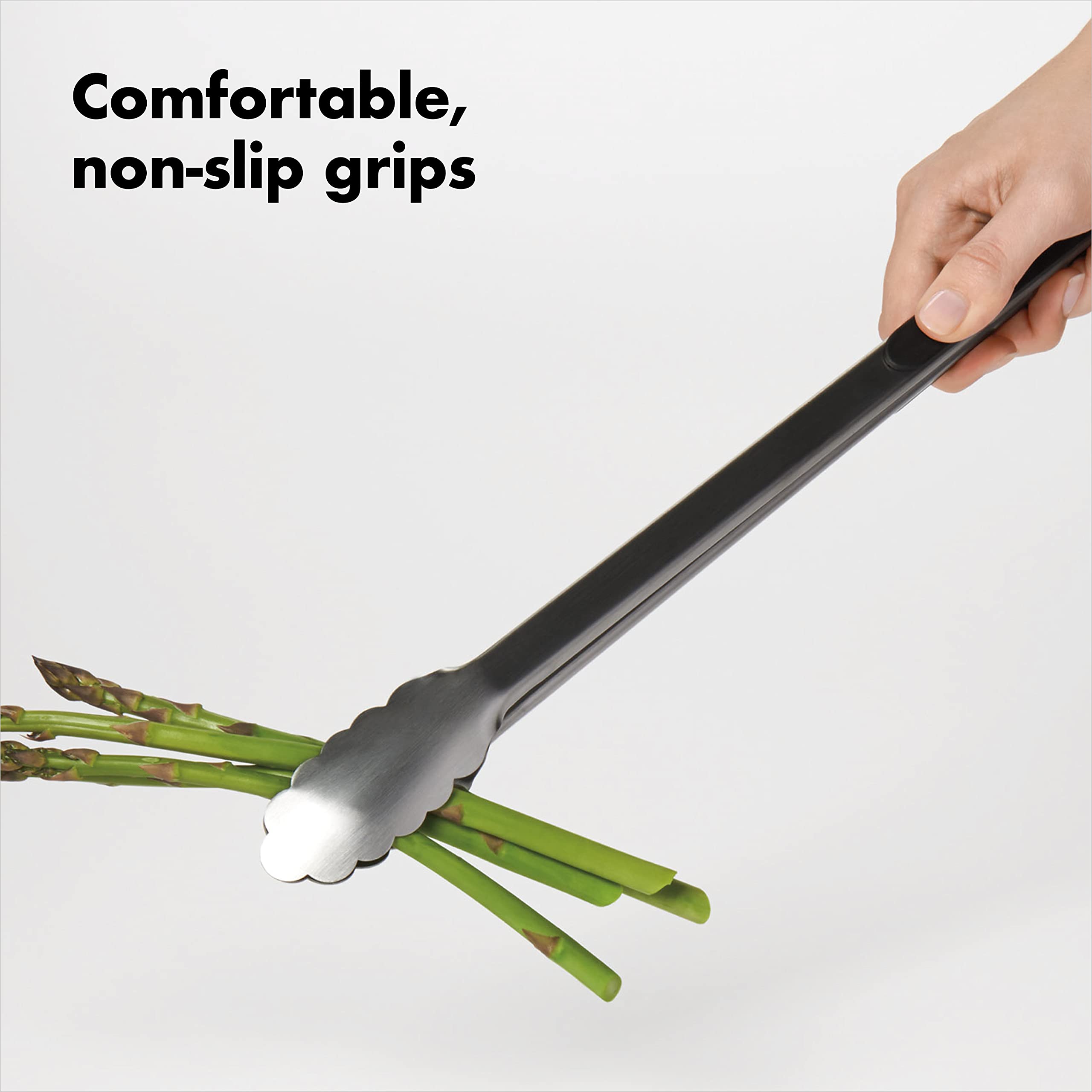 Pinzas OXO Good Grips bordes acanalados para sujetar comida con seguridad