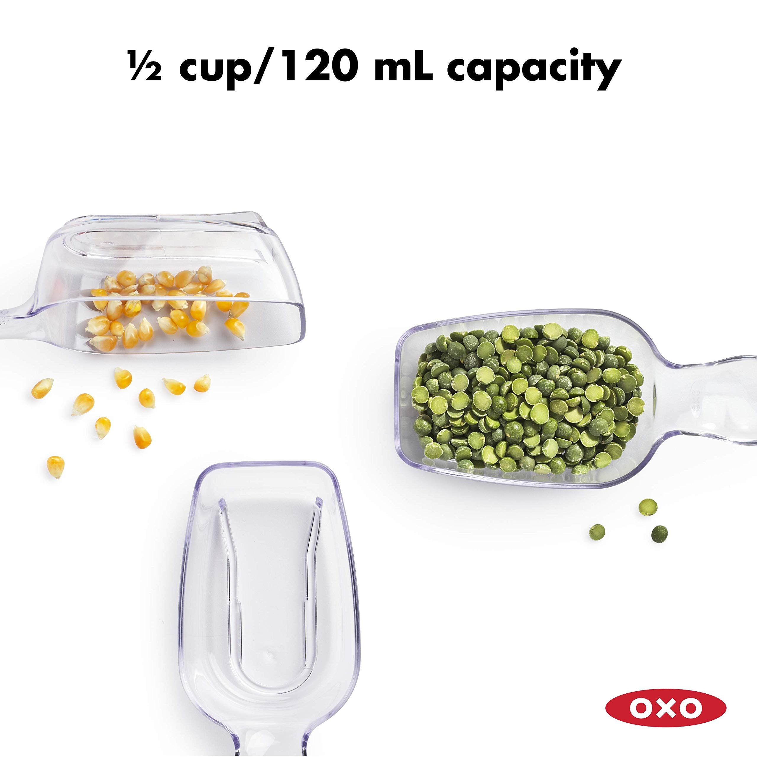 OXO Good Grips POP: acoplamiento bajo tapa para organización rápida en la despensa.