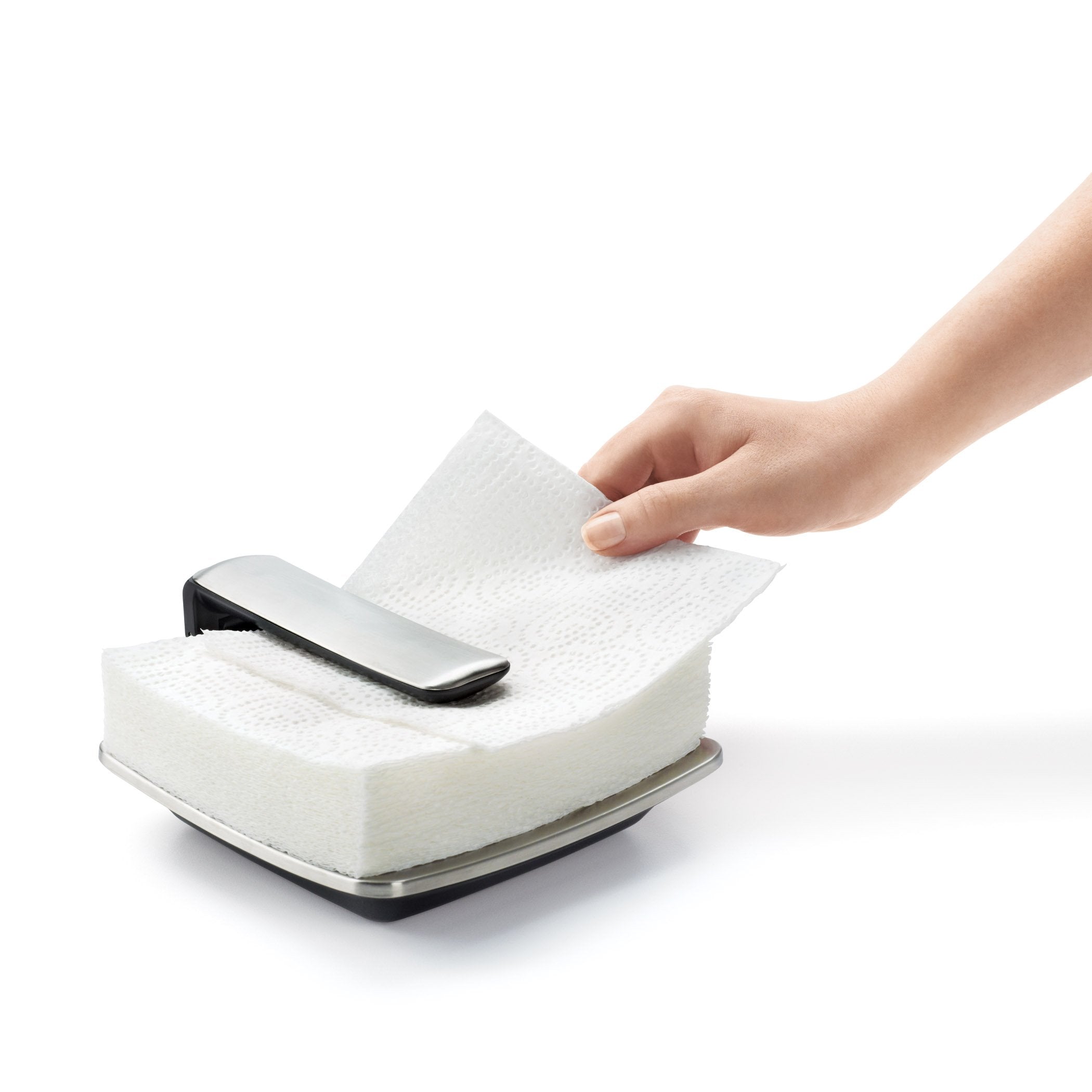 OXO Good Grips Porta-Servilletas brazo de apertura amplia para rellenar con una mano.