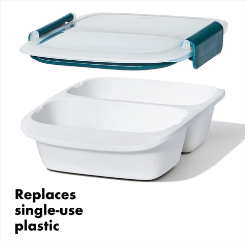 OXO Good Grips Prep & Go dos clips de cierre para seguridad adicional.