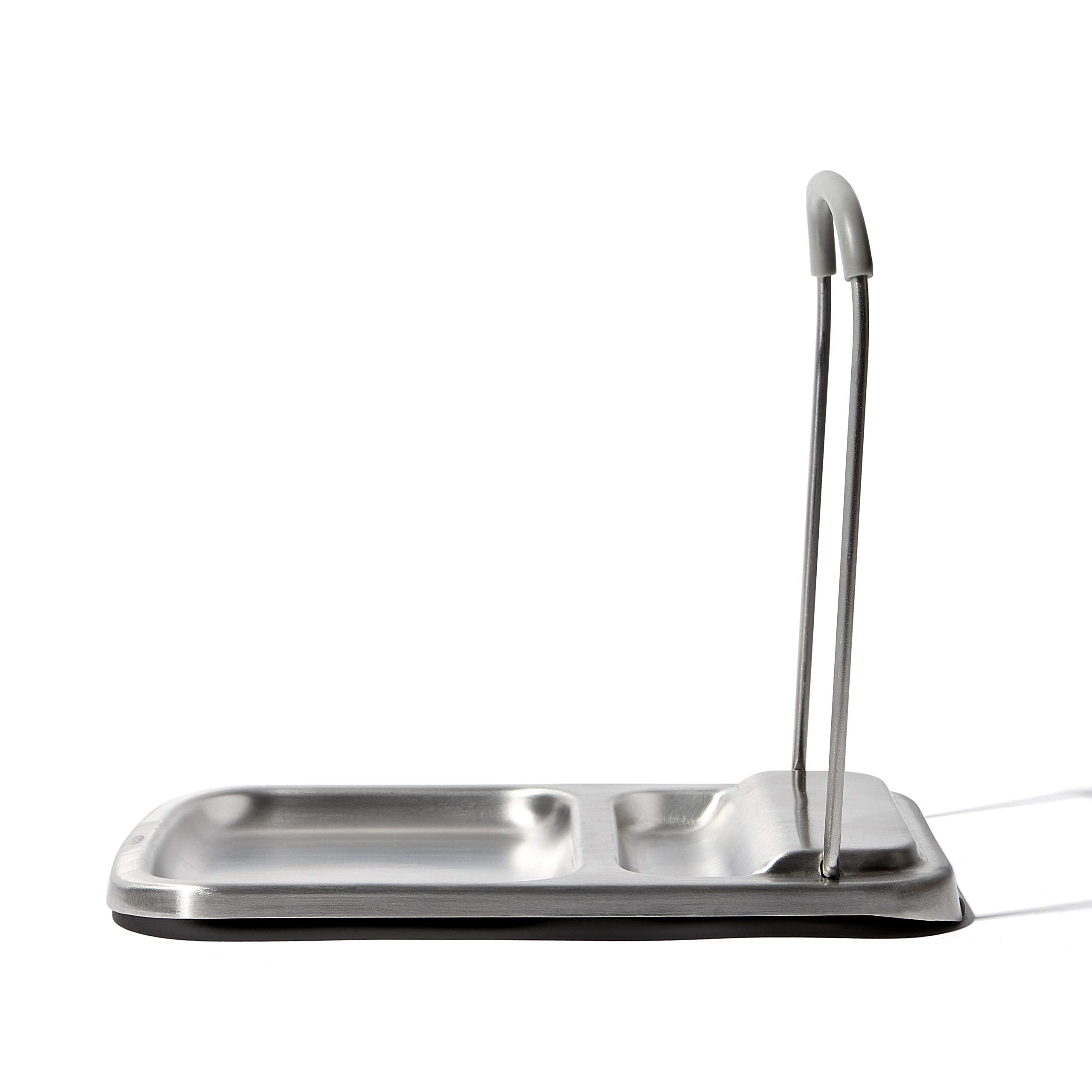 OXO Good Grips reposacucharas de acero inoxidable con tapa mantiene encimera limpia y organizada.
