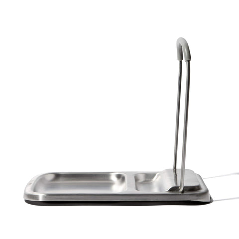 OXO Good Grips reposacucharas de acero inoxidable con tapa mantiene encimera limpia y organizada.