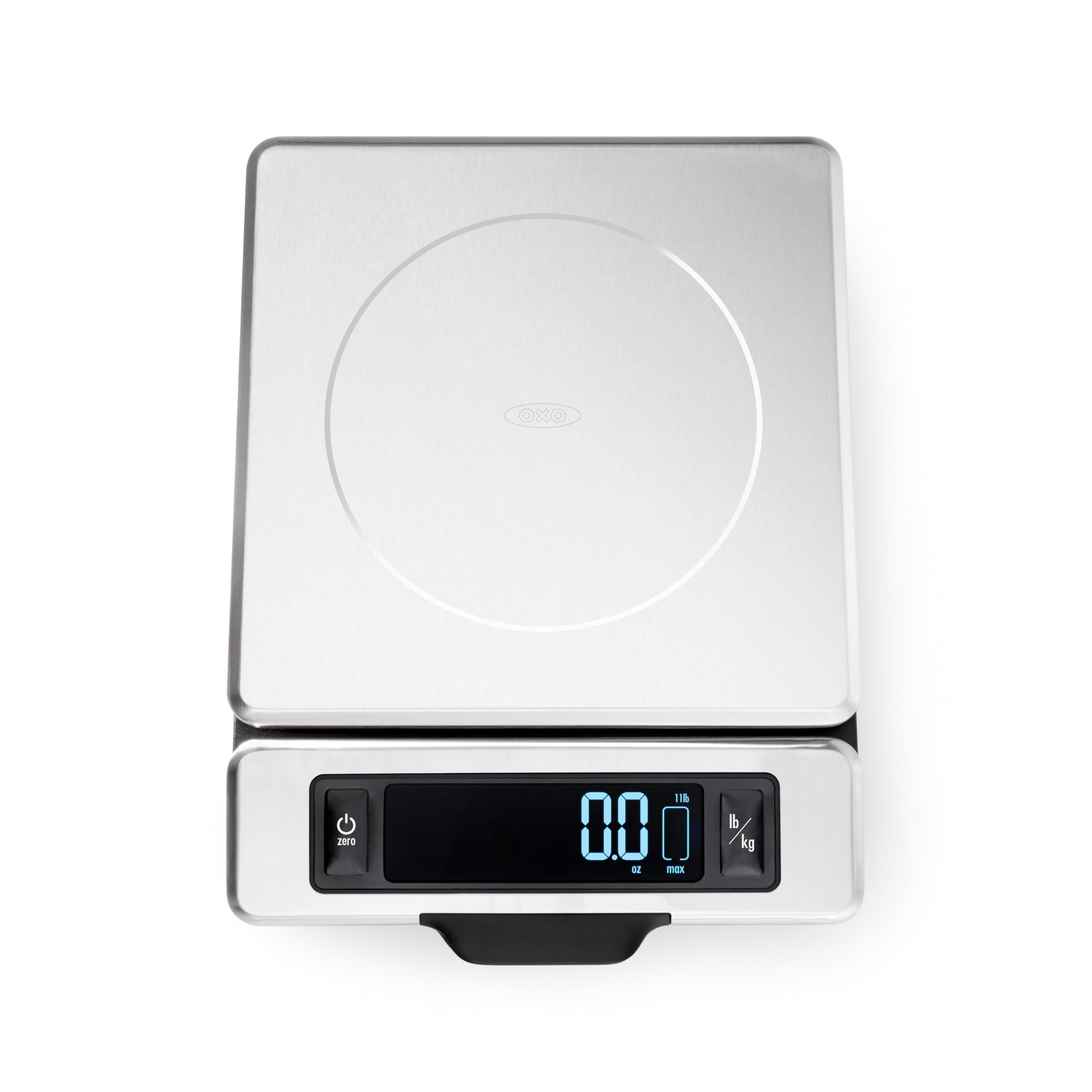 OXO Good Grips Scale con plataforma de acero inoxidable para medir ingredientes con precisión.