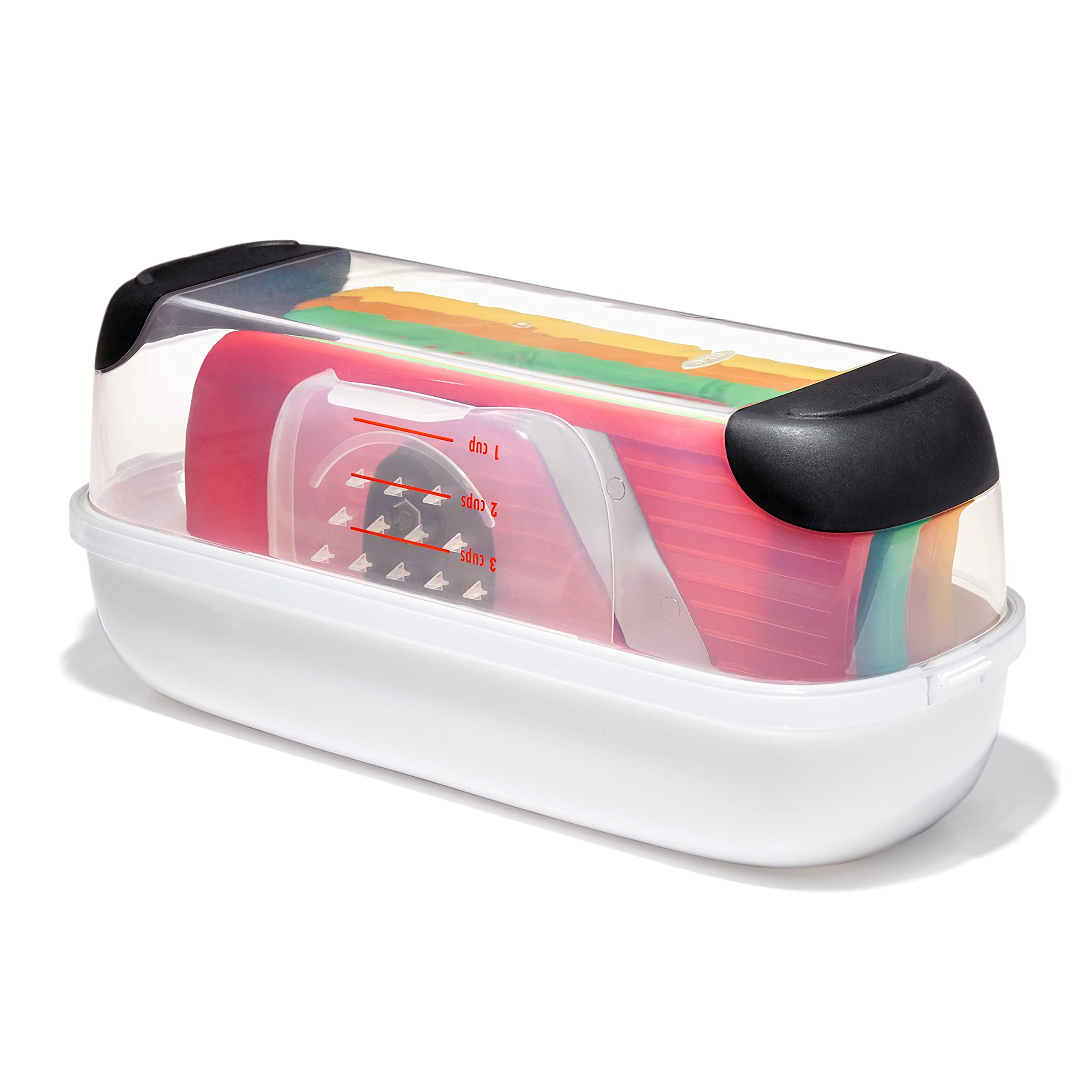 OXO rallado grueso; ideal para quesos y verduras, uso diario.
