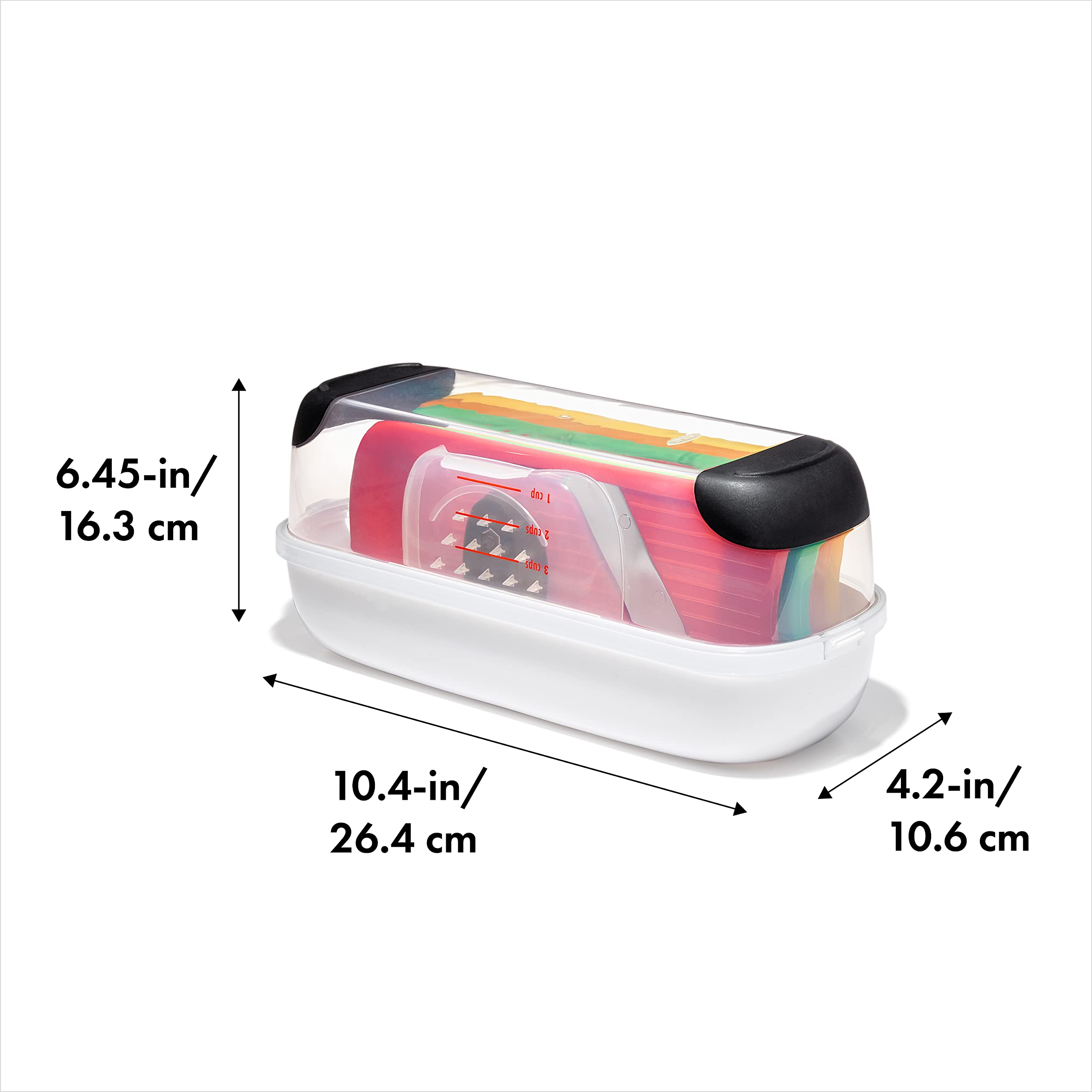 OXO rallado medio; adecuado para verduras y quesos, resultados rápidos.