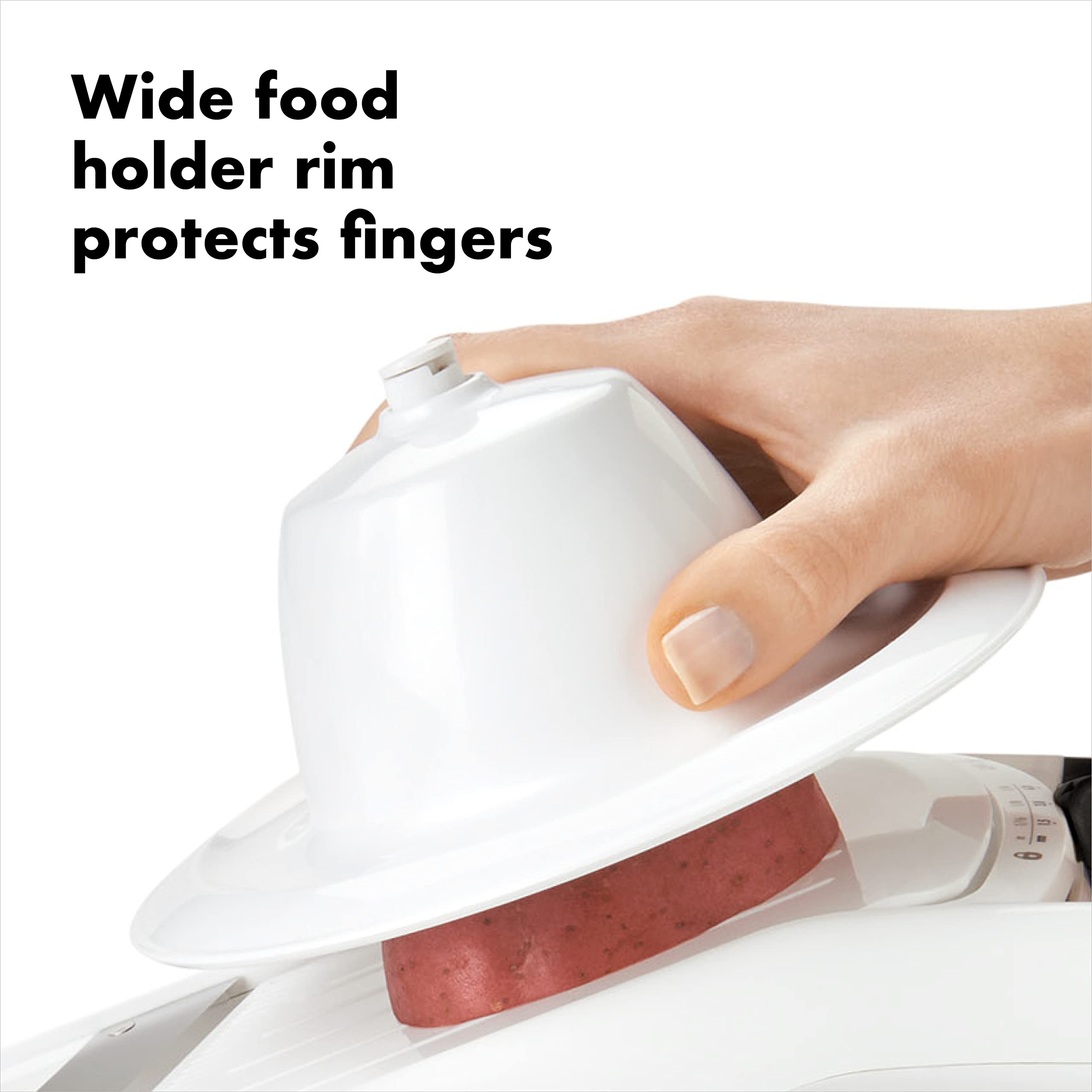Mandolina OXO, protección de dedos para mayor seguridad