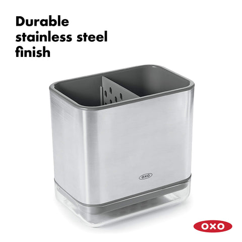 Boquilla de vaciado en OXO Good Grips Sinkware Caddy para drenaje cómodo.