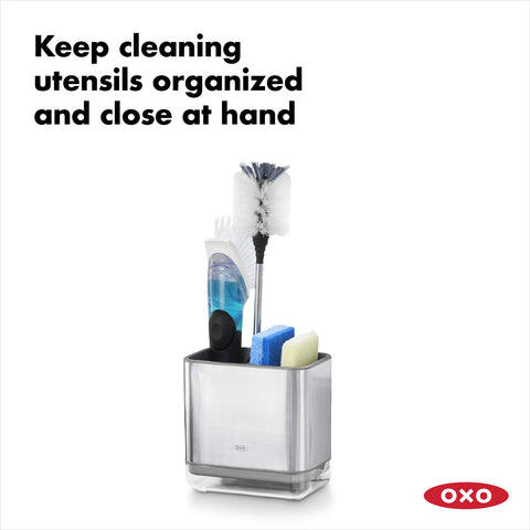 OXO Good Grips Sinkware Caddy para cepillos de limpieza, fácil acceso.