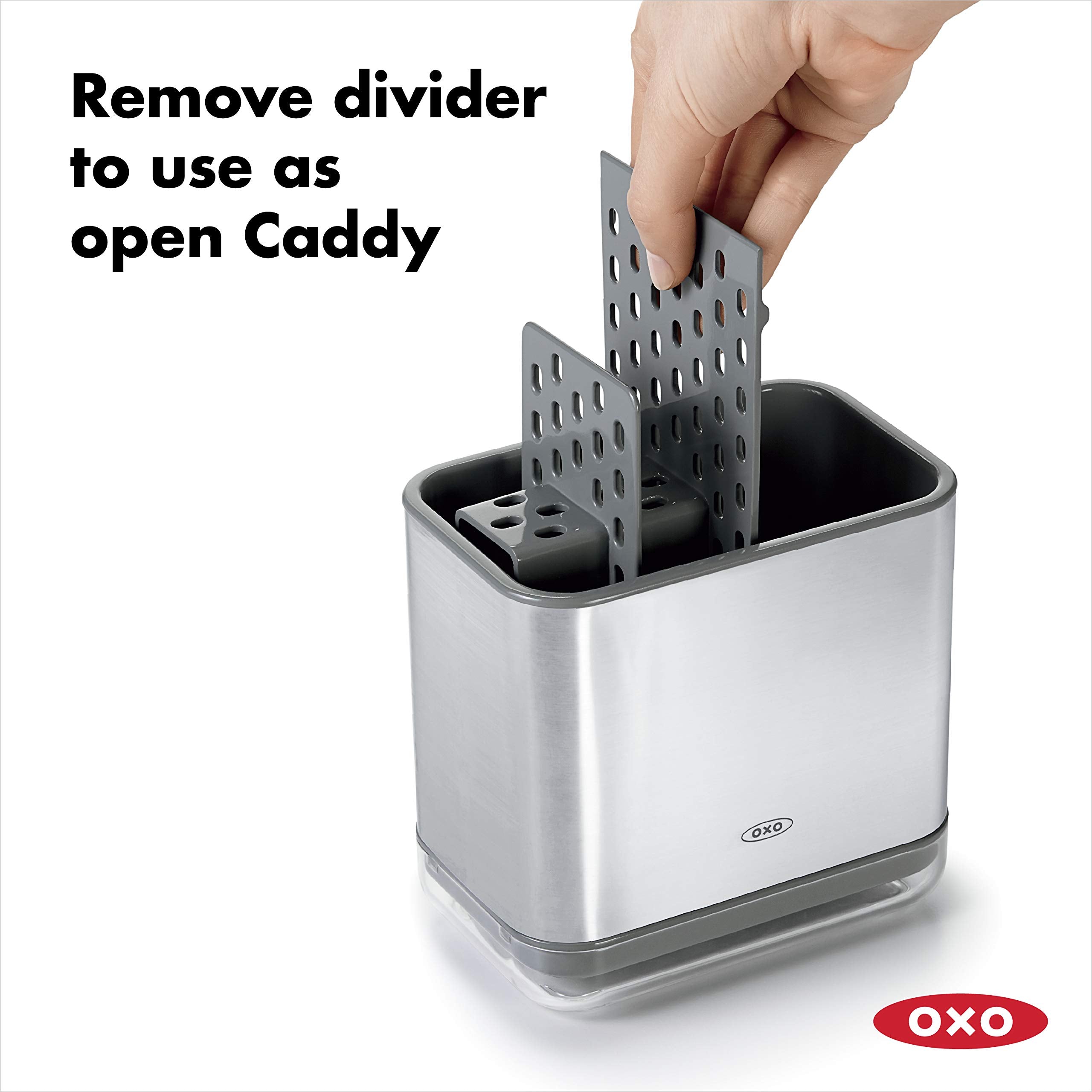 Divisor removible de OXO Good Grips Sinkware Caddy para uso abierto.