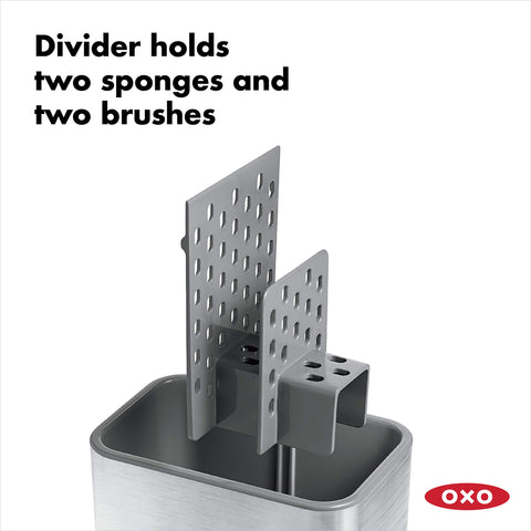 Divisor ventilado de OXO Good Grips Sinkware Caddy mantiene herramientas separadas.