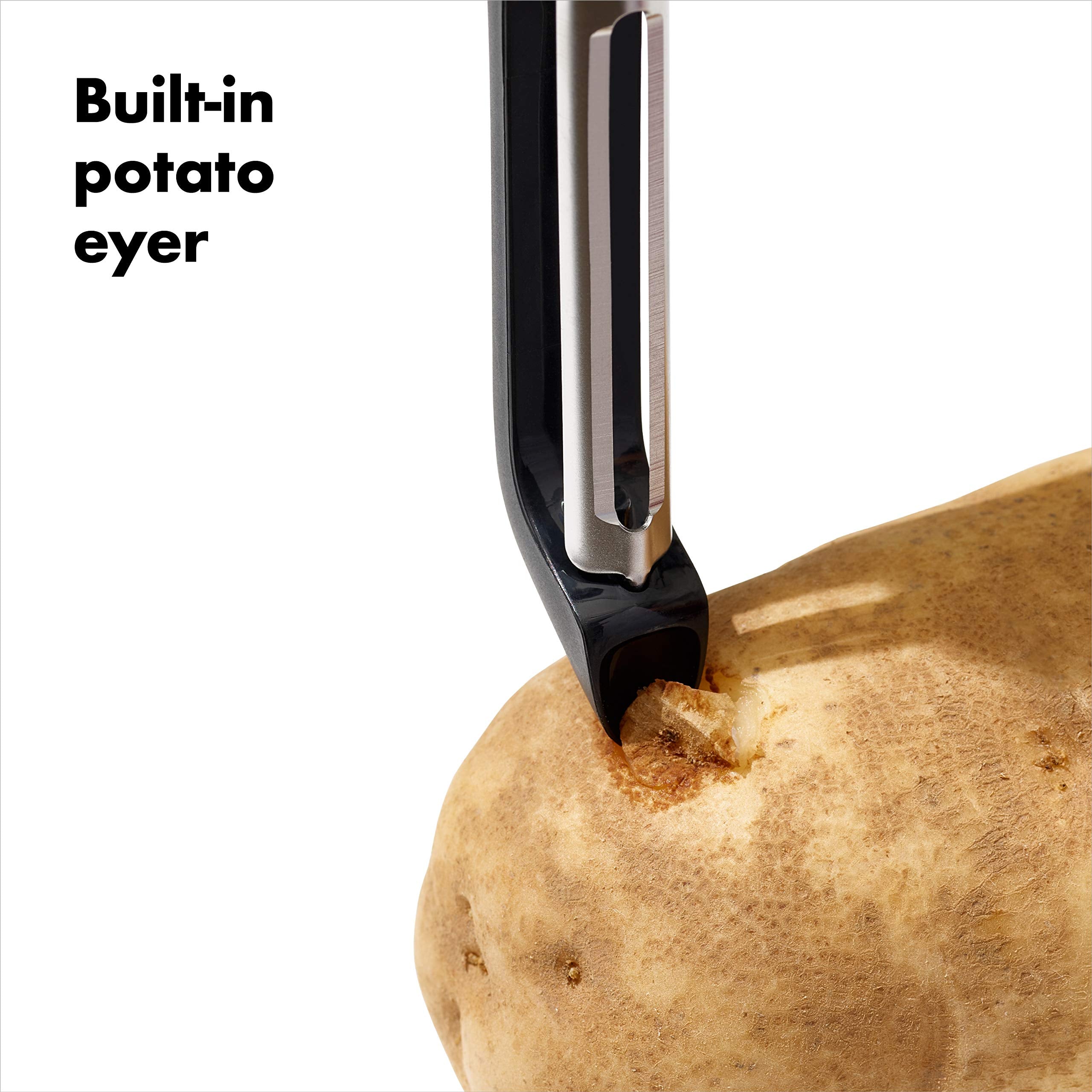 Pelador OXO Good Grips apto para lavavajillas, limpieza rápida y sencilla.