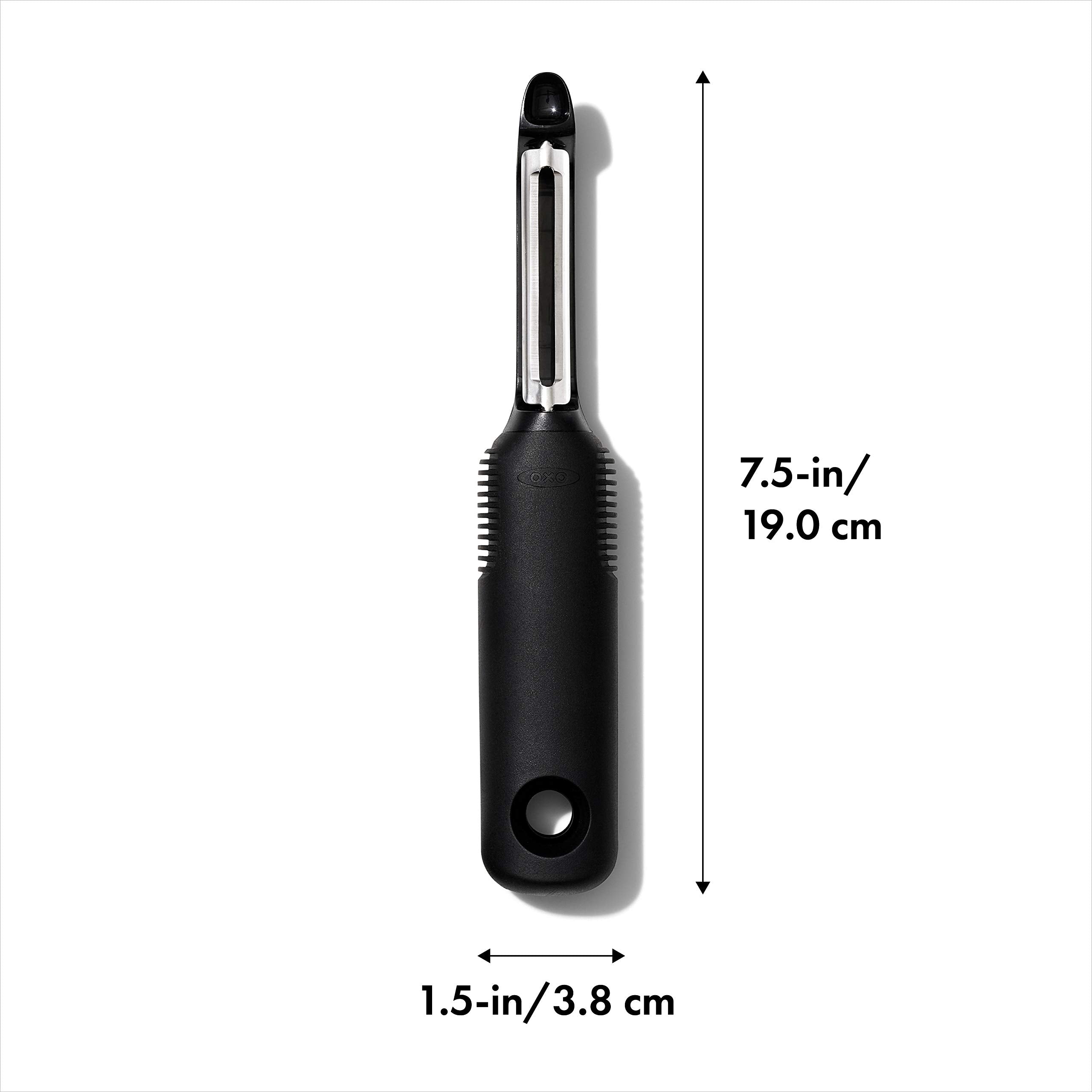 Pelador giratorio OXO Good Grips, manejo suave para pieles delicadas.