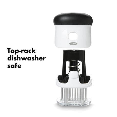 OXO tenderizador de carne, tapa superior extraíble para limpieza profunda.