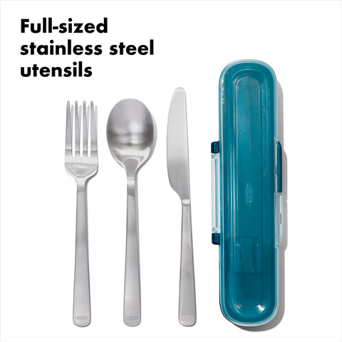Utensilios OXO Good Grips en acero inoxidable duraderos para uso diario.
