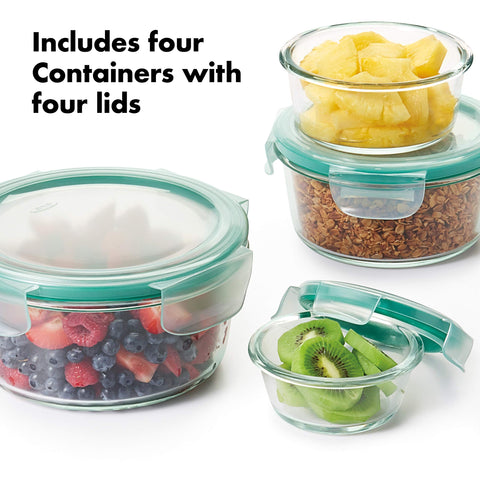 Envase de vidrio borosilicato de OXO Good Grips, resistente al calor.