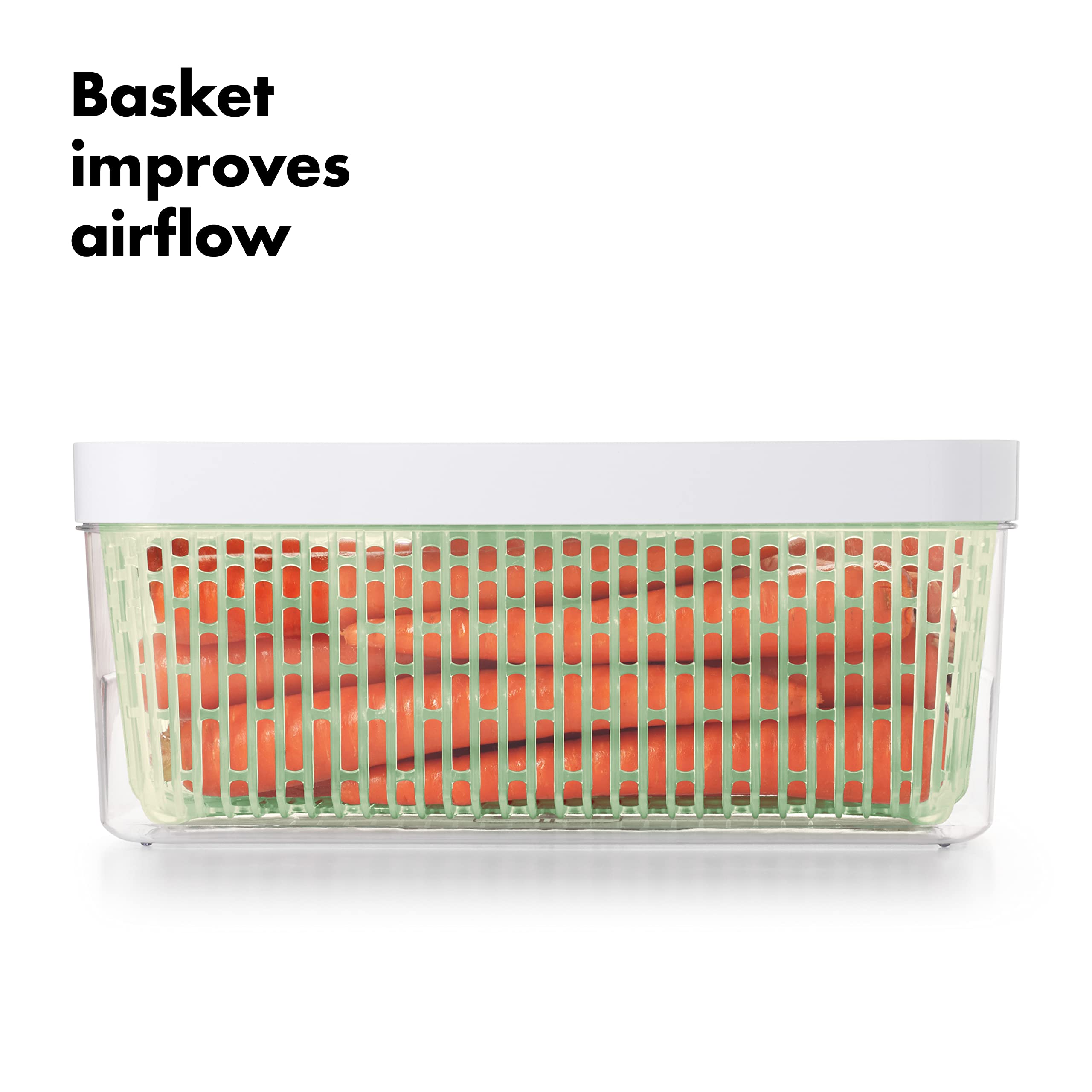 Conservador de 5 cuartos de galón: ideal para zanahorias, pepinos y apio con mayor eficiencia.