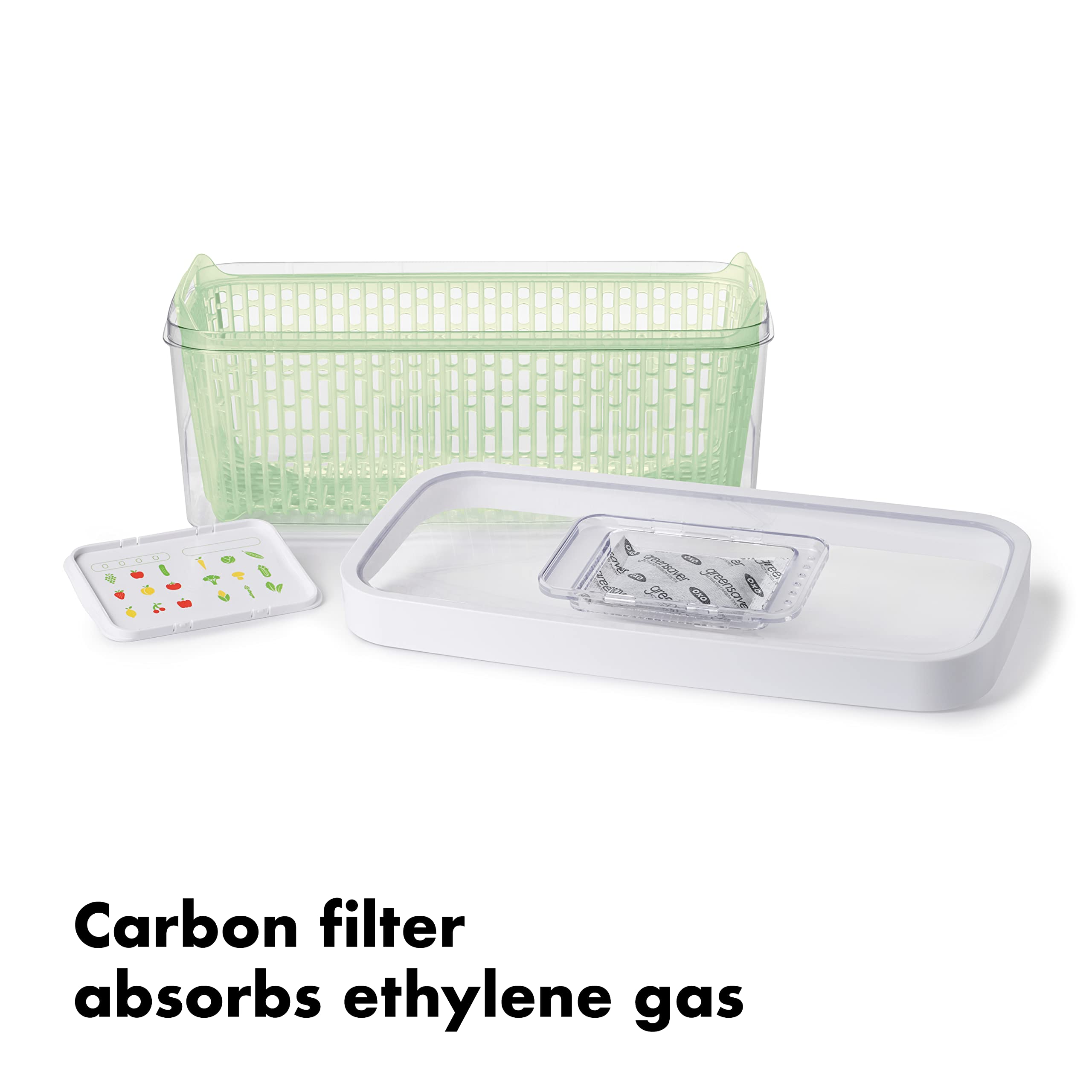 Tapa con ventilación ajustable del GreenSaver optimiza la humedad para distintos productos.