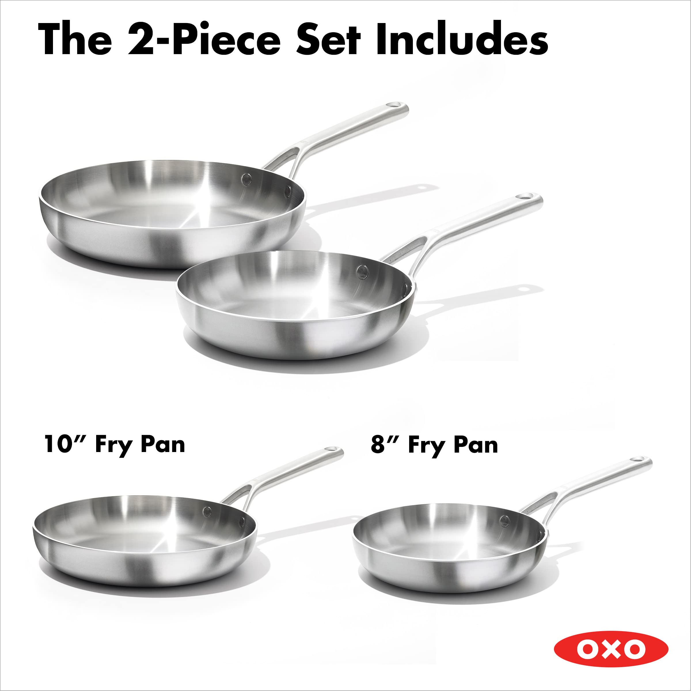 Aptas para lavavajillas y horno hasta 600°F, con OXO Mira tres capas.