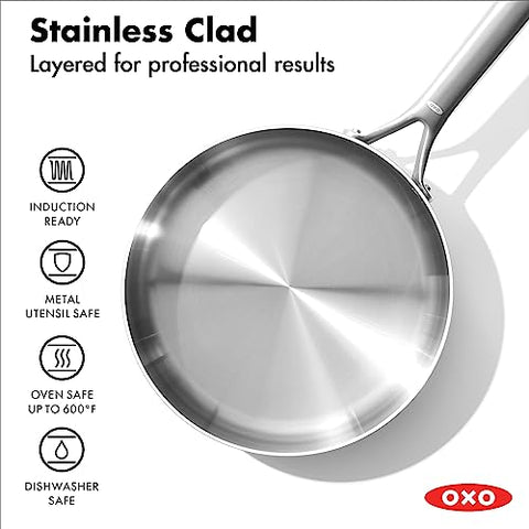 OXO Mira Tri-ply cazo 2qt con tapa para hervir y preparar salsas eficientemente
