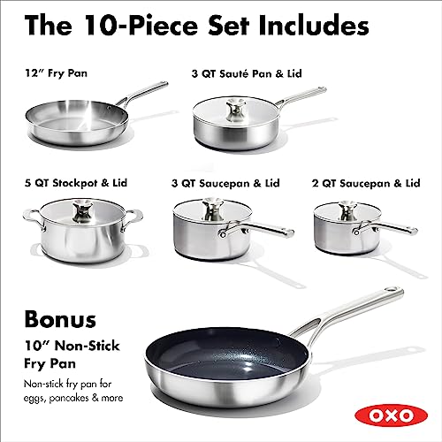 OXO Mira Tri-ply cazo 3qt con tapa para salsas y guisos consistentes