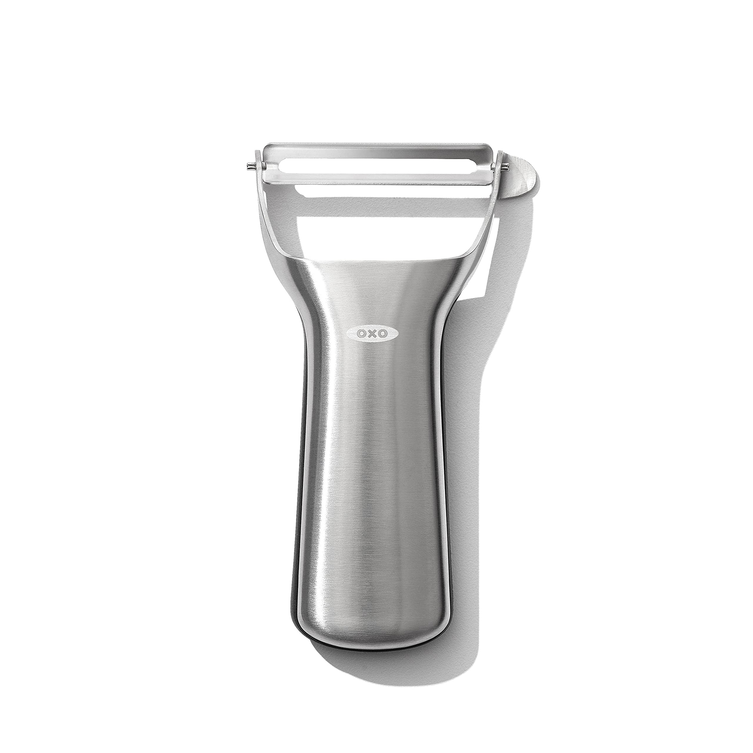 OXO pelador en Y, hoja de acero inoxidable, pelado suave y eficiente.