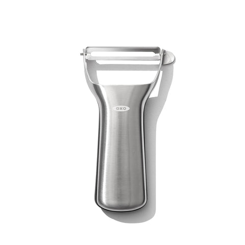 OXO pelador en Y, hoja de acero inoxidable, pelado suave y eficiente.