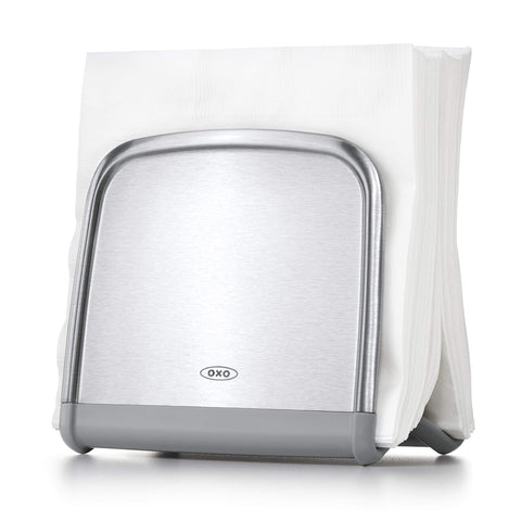 OXO porta-servilletas ordenadas, vista frontal, diseño estable para servicio rápido.