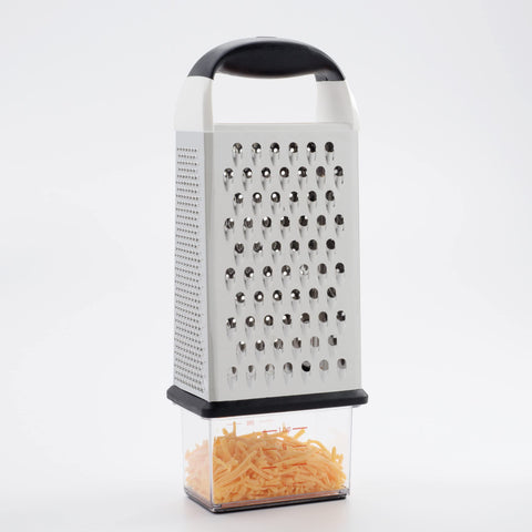 OXO Good Grips Box Grater, superficies gruesas para rallado rápido de quesos.