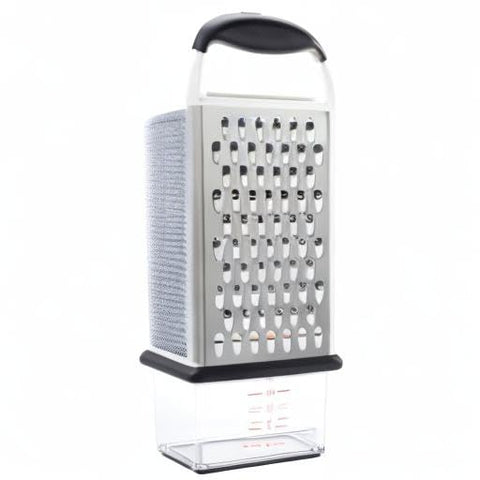 OXO Good Grips Box Grater, tapa estable para verter y almacenar.