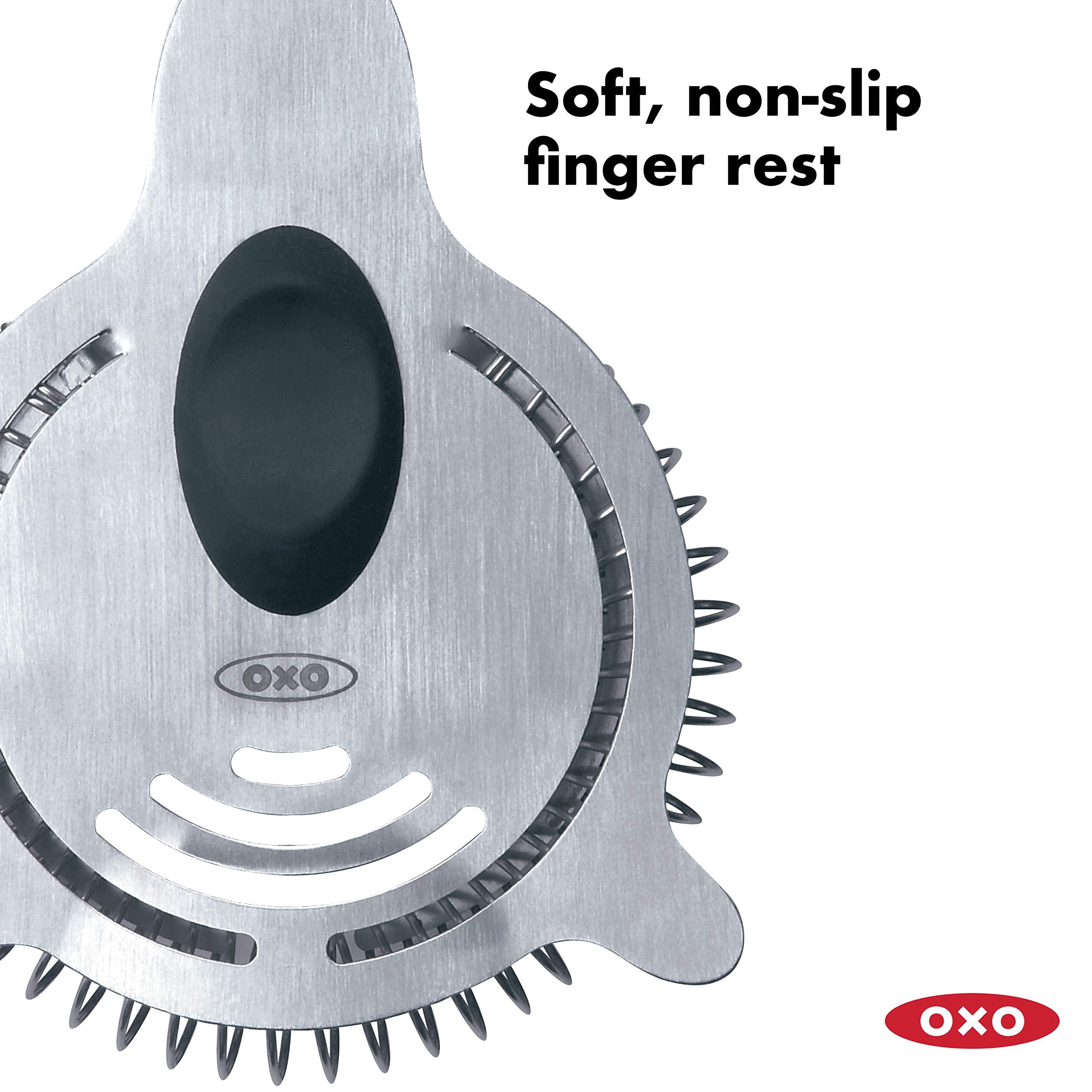OXO SteeL, agarre suave para dedos, comodidad al colar bebidas