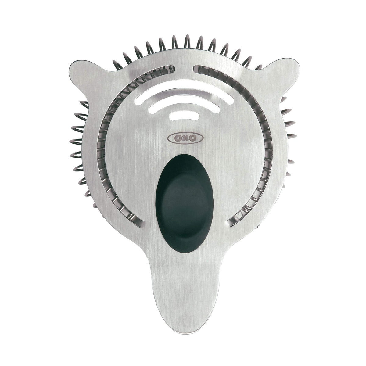 OXO SteeL colador de cócteles con borde elevado para evitar goteos durante el vertido
