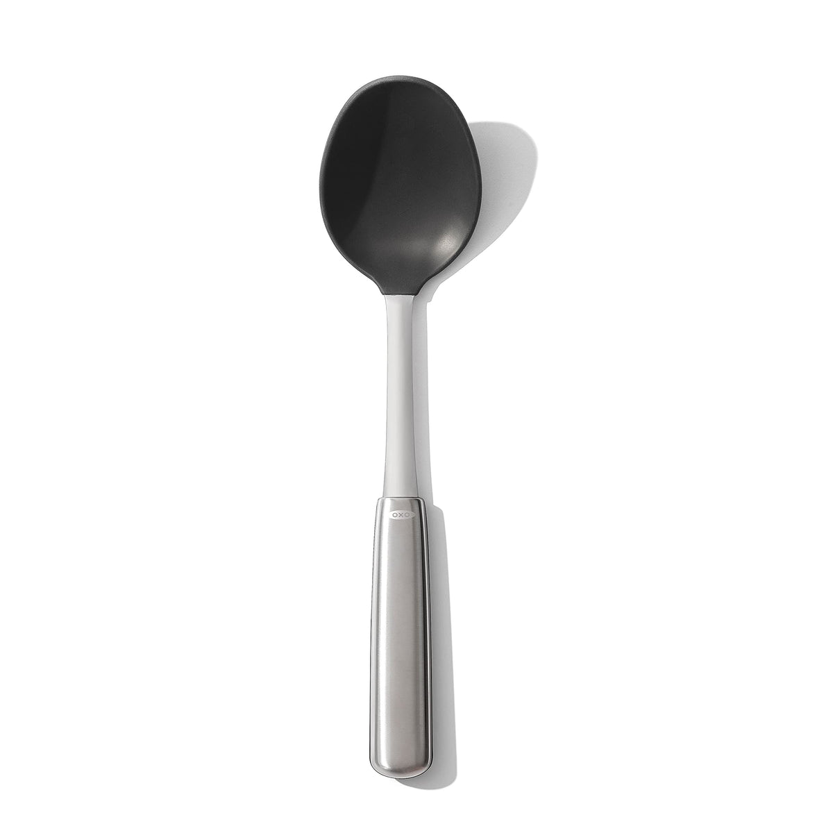 OXO cuchara-cocina: acero y silicona, apta para sartenes antiadherentes y evita rayaduras.