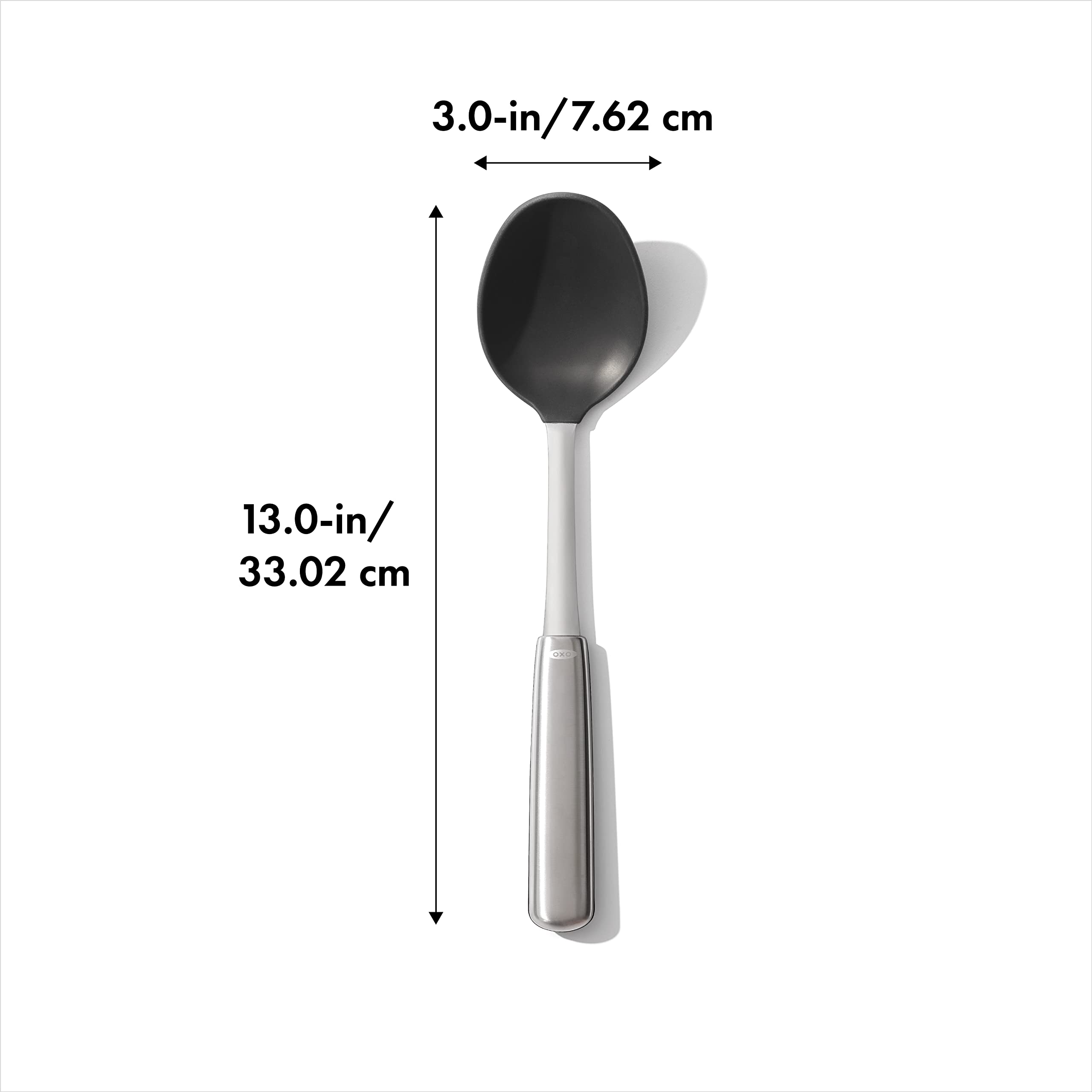 OXO cuchara-cocina mango-ergonomico: agarre antideslizante para mayor control al remover.