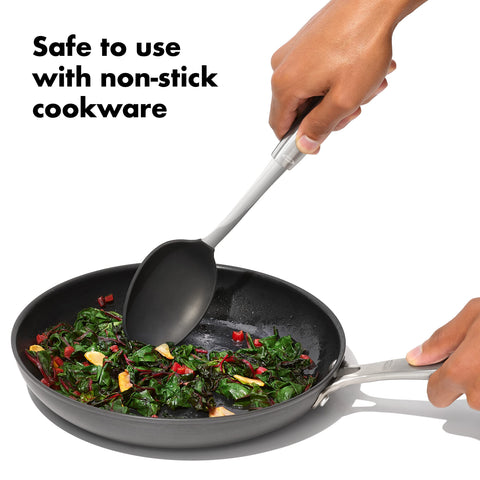 OXO cuchara-cocina uso-para-recipientes-no-stick facilita mezclar sin rayar antiadherente.