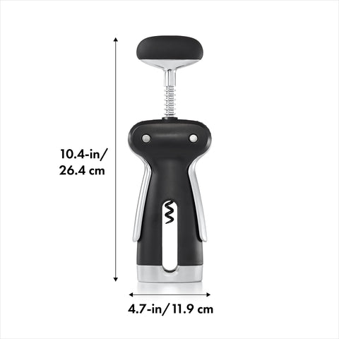 OXO SteeL sacacorchos con alas ergonómicas para elevar el corcho sin esfuerzo