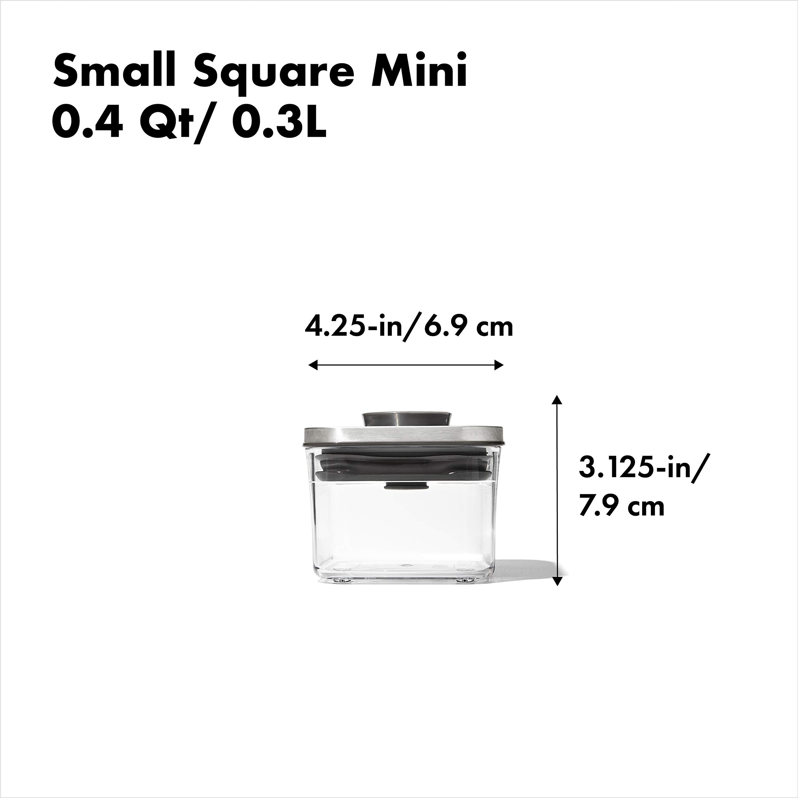 Contenedor OXO POP acero inoxidable 0.4 qt, diseño compacto para despensa ordenada