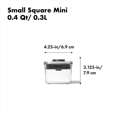 Contenedor OXO POP acero inoxidable 0.4 qt, diseño compacto para despensa ordenada