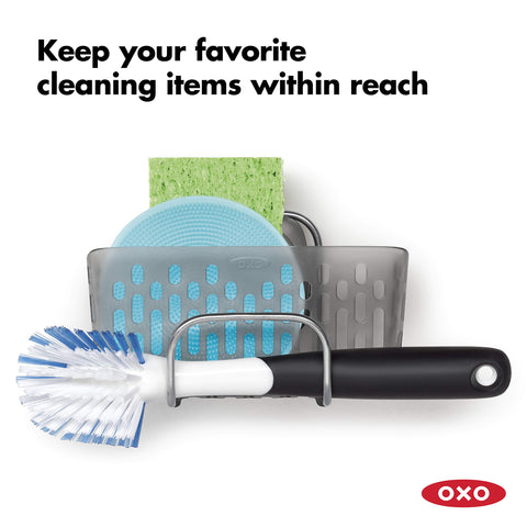 OXO StrongHold soporte removible para artículos grandes dentro del fregadero.
