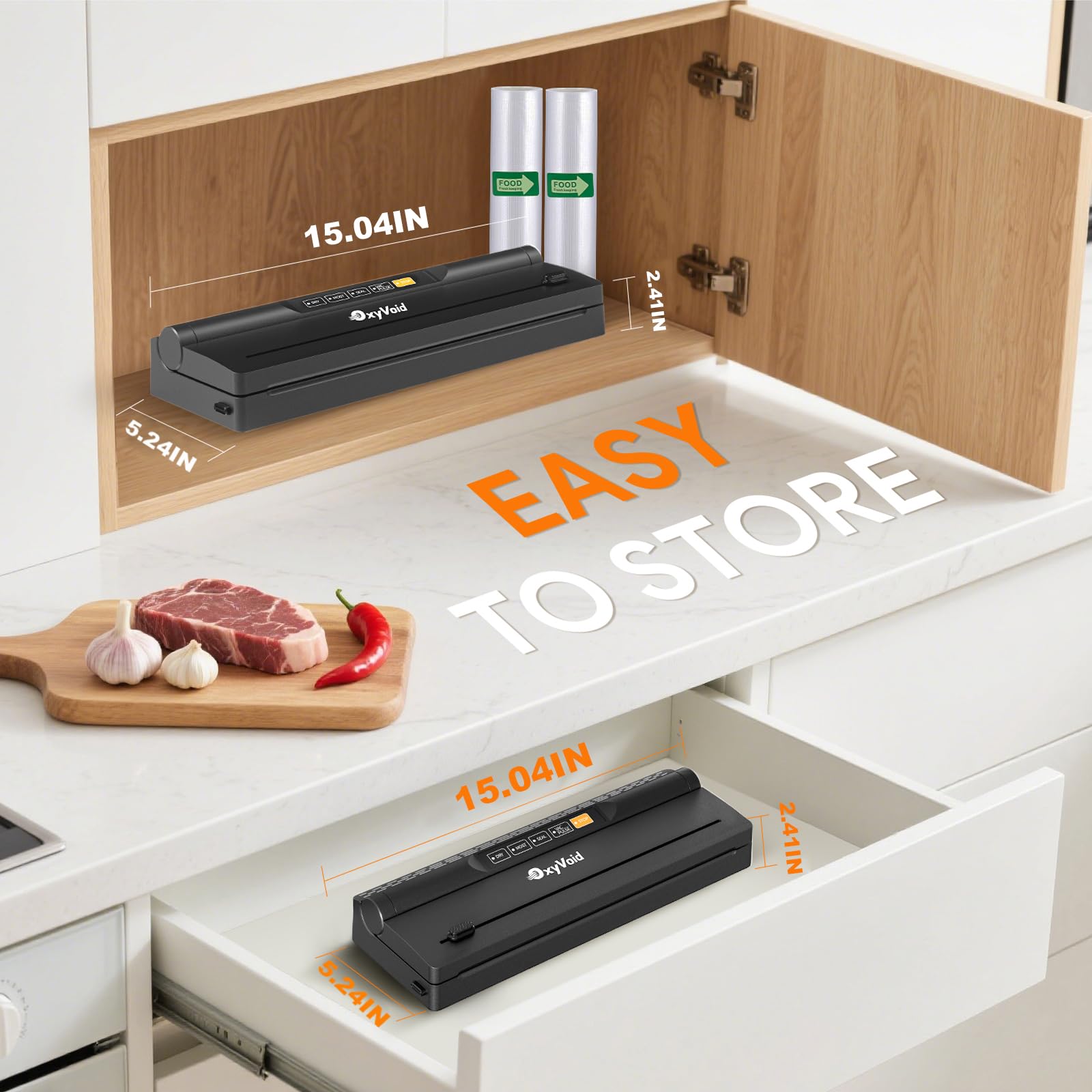 OXYVOID uso diario, sellado rápido para comidas y sobras