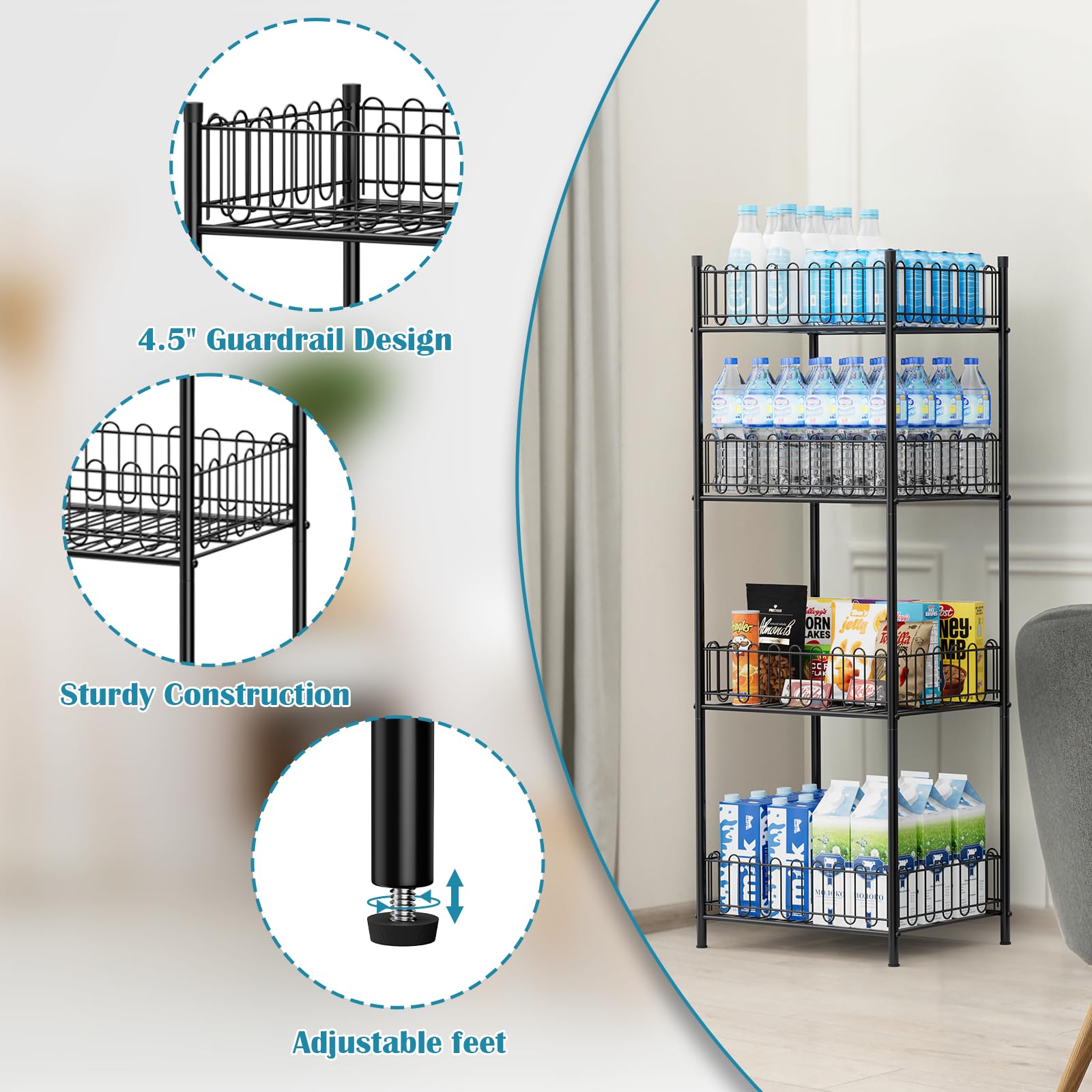 Optimización de espacio vertical con OYEAL para botellas y latas.