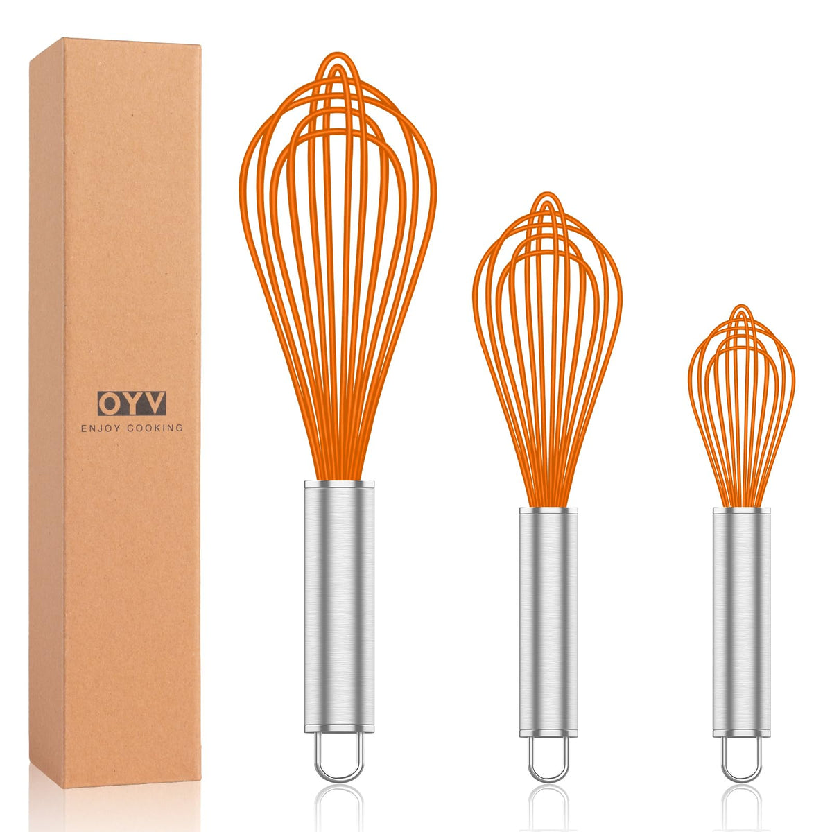 OYV batidor naranja de silicona, ideal para mezclar sin rayar sartenes antiadherentes.